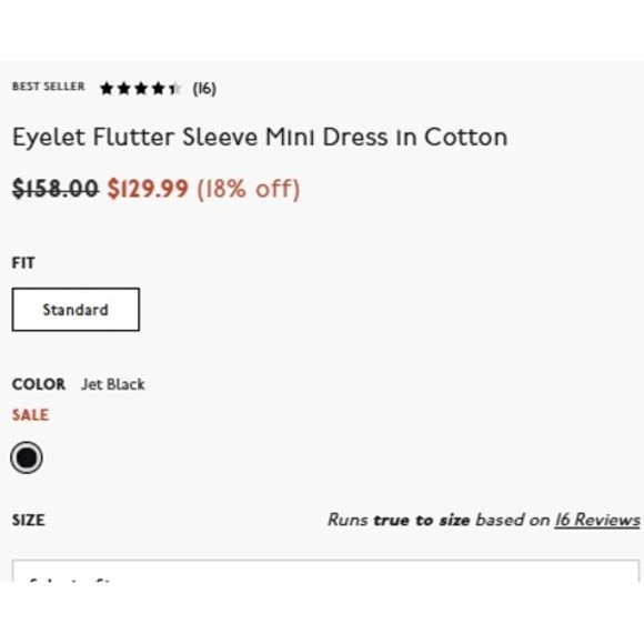 Madewell Dress Size 00 Black Eyelet Flutter Sleeve Mini Cotton Sundress NU556 - Picture 4 of 10